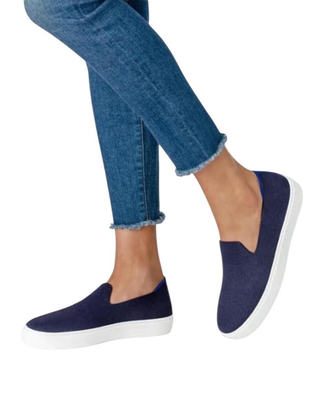 Rothy's The Original Slip On Sneaker Navy Knit Washable Shoes Size 9
